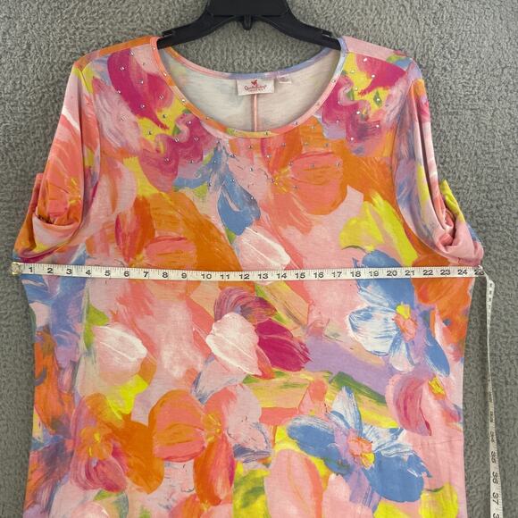 Quaker Factory Womens Floral Colorful Dress Maxi Sz XL Long Rayon Stretch Flowy - Picture 2 of 15